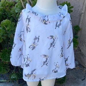 🌈 H&M Baby Shirt Blouse Sz 18/24M Bunny Rabbits White Gold Black EASTER